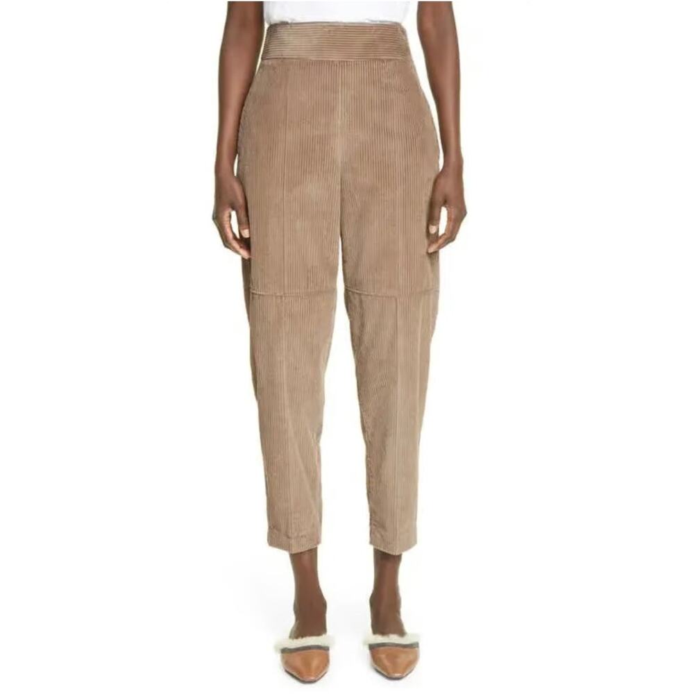 Brunello Cucinelli Cropped Cotton Corduroy Tapered Pants In Light Brown